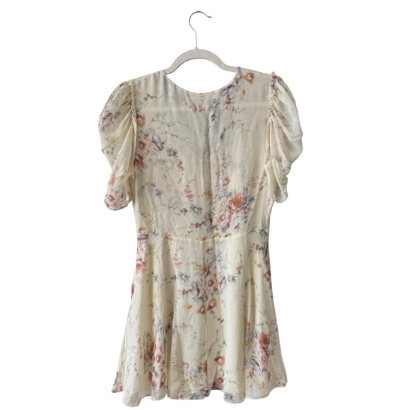 LoveShackFancy Floral Cora Silk Mini Dress Size SM Cream Coquette Feminine Sheer - Picture 12 of 14
